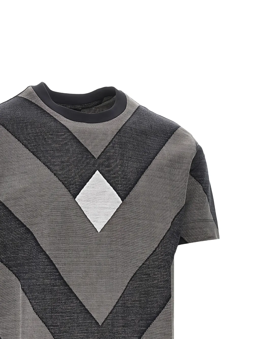 Emporio Armani T-shirt met chevron-streep en jacquard Grijs