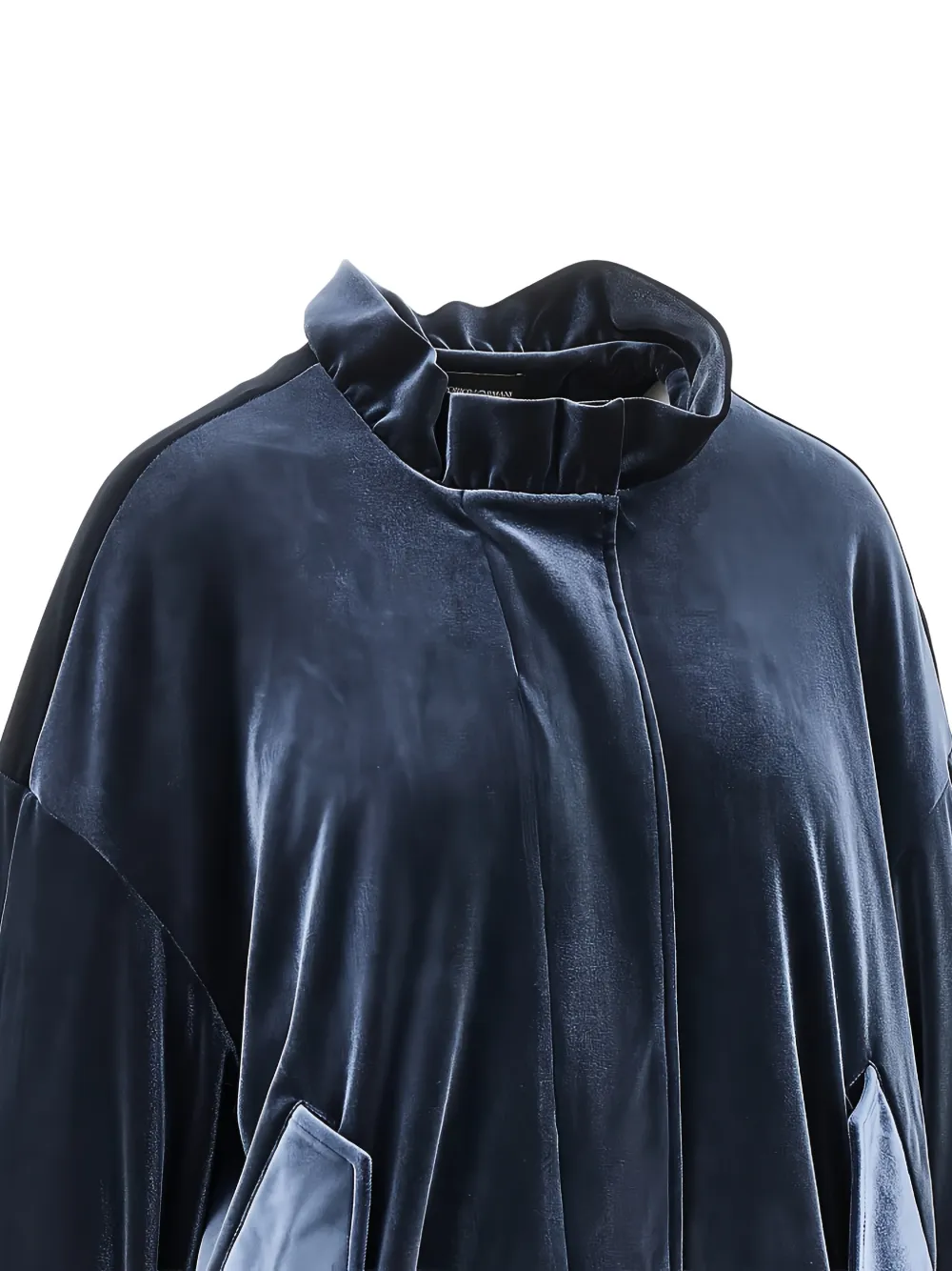 Emporio Armani Jack met fluwelen effect en trechterhals Blauw