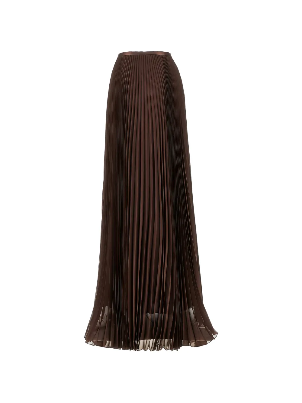 Valentino Pleated Silk Maxi Skirt In Brown