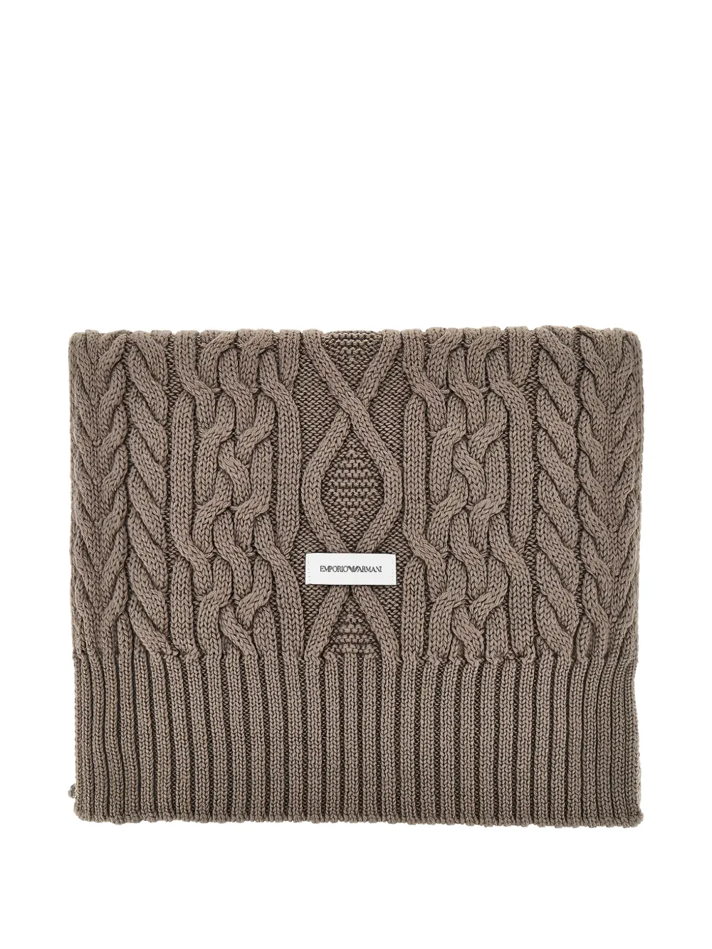 Emporio Armani cable-knit snood scarf - Marrone