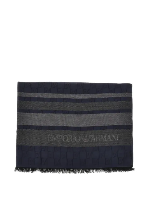 Emporio Armani logo-jacquard striped scarf