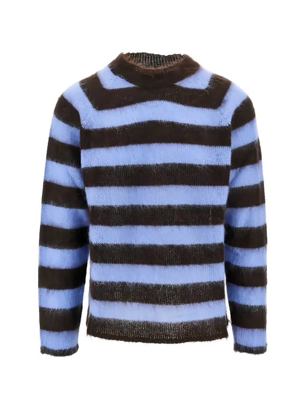 Emporio Armani striped mohair-blend sweater Blauw