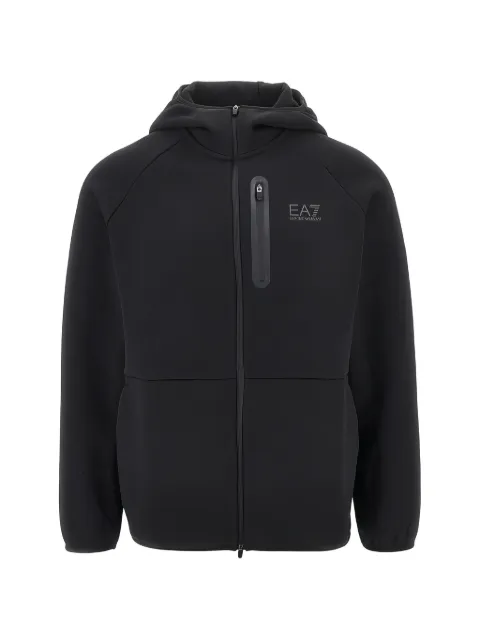 Ea7 Emporio Armani Natural Ventus 7logo-print zip-up hoodie