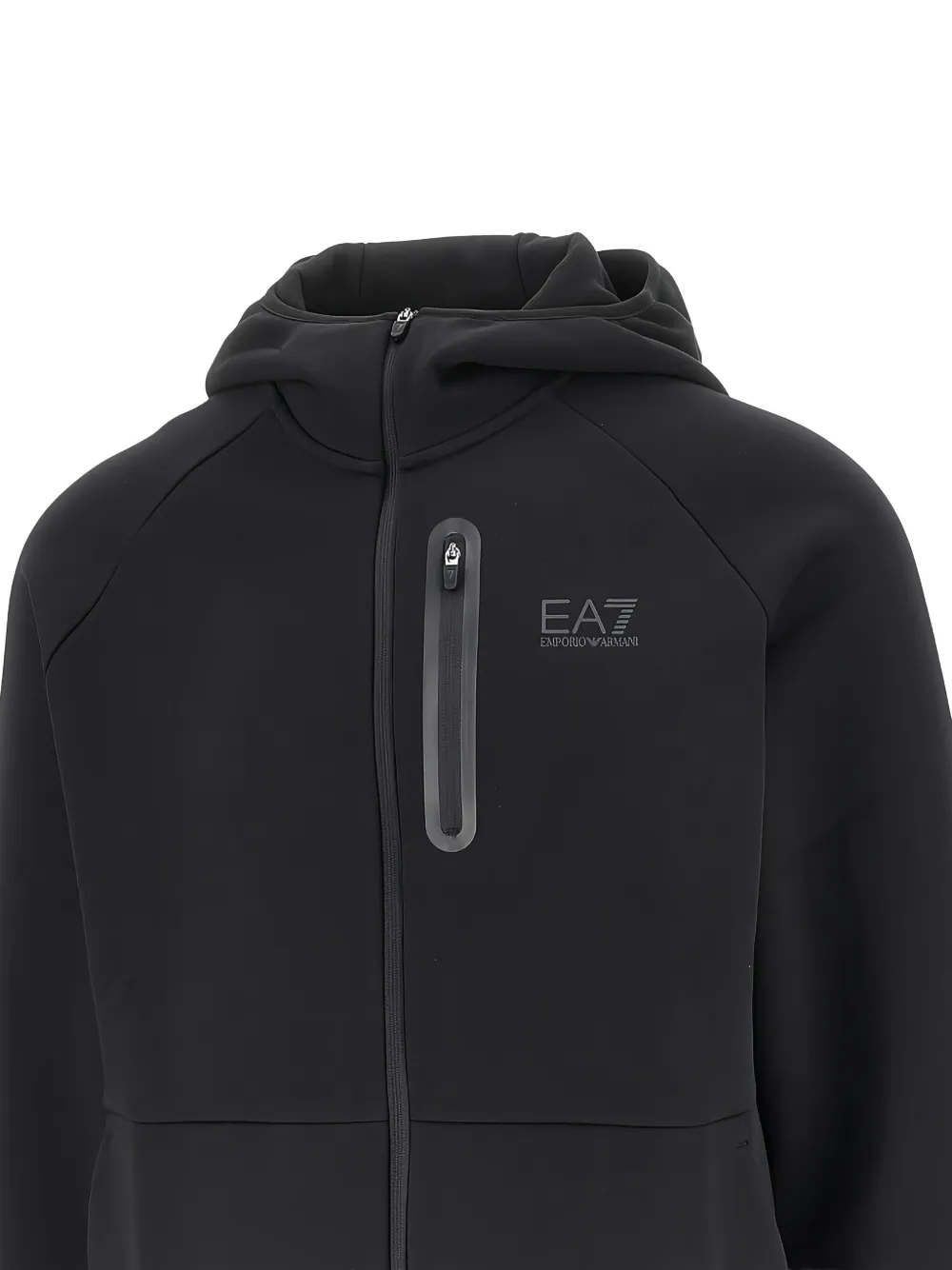Ea7 Emporio Armani Natural Ventus 7logoprint hoodie met rits Zwart