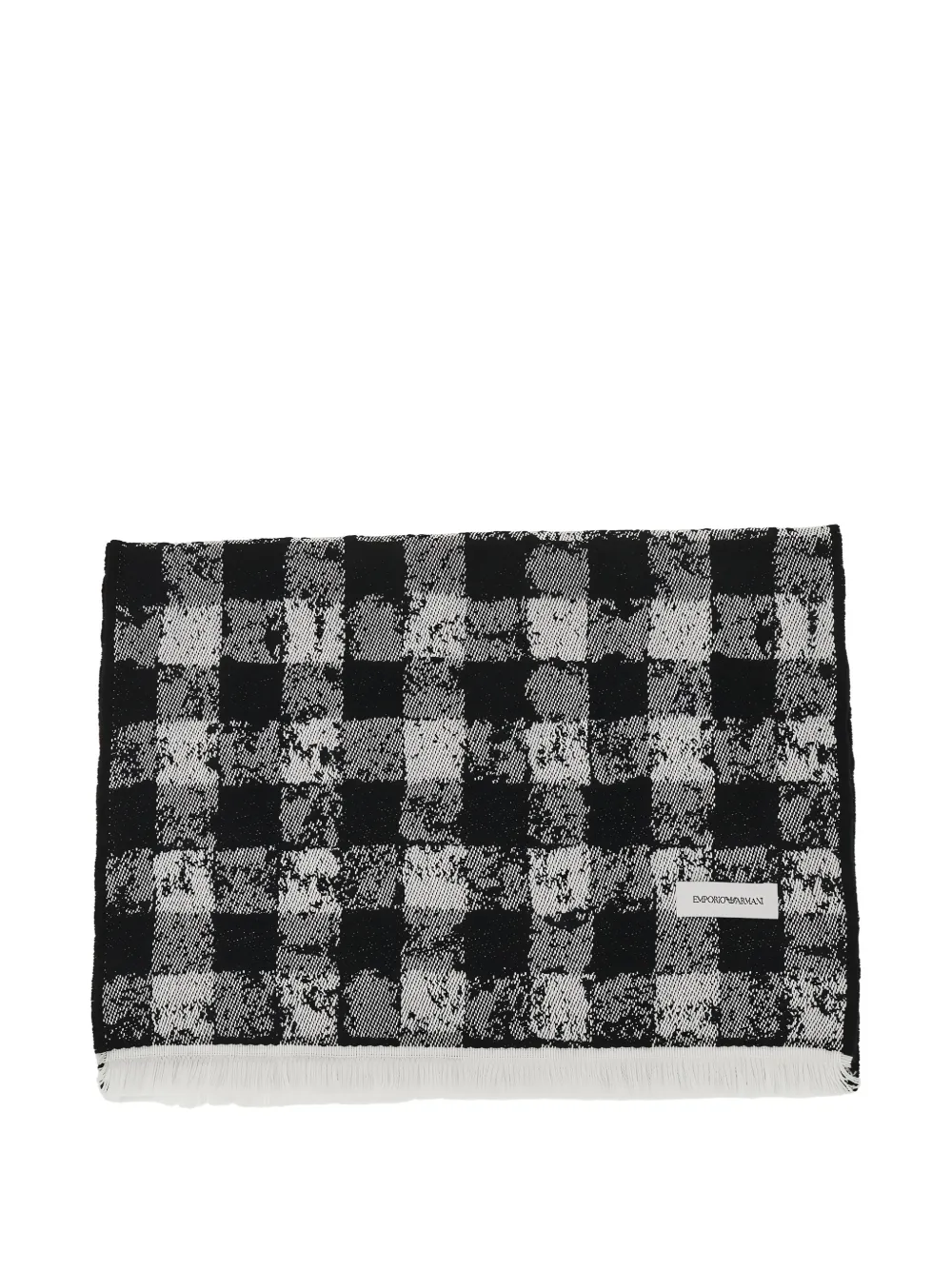 Emporio Armani Sciarpa a quadri con frange - Nero