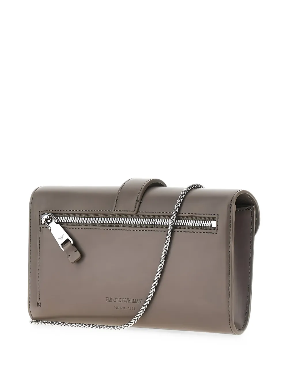 Emporio Armani Leren clutch met logo Beige