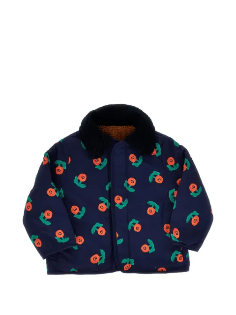 Bobo Choses Stamp Bloom cherry-print sherpa-collar jacket