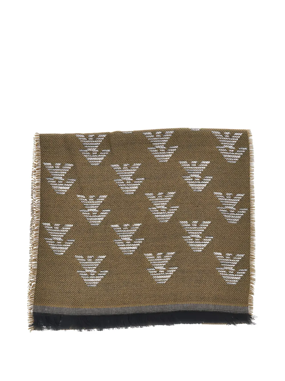 Emporio Armani logo-print frayed scarf - Toni neutri