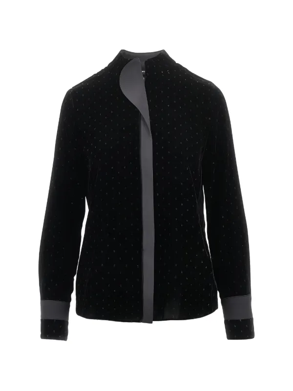 Emporio Armani Lurex-detail Velvet Shirt in Black