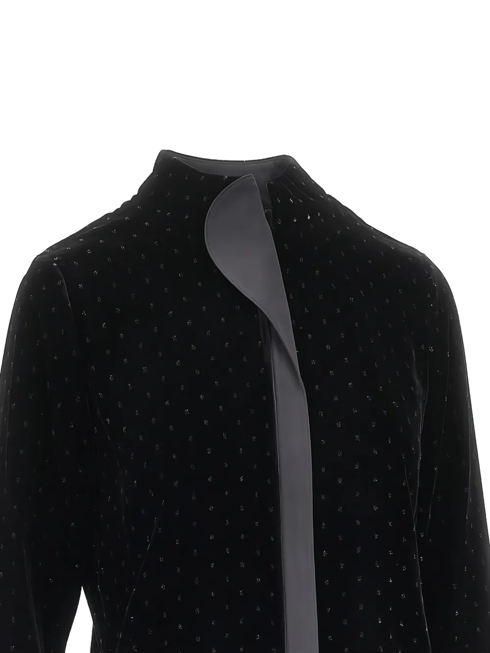 Emporio Armani Lurex-detail Velvet Shirt in Black, view 2