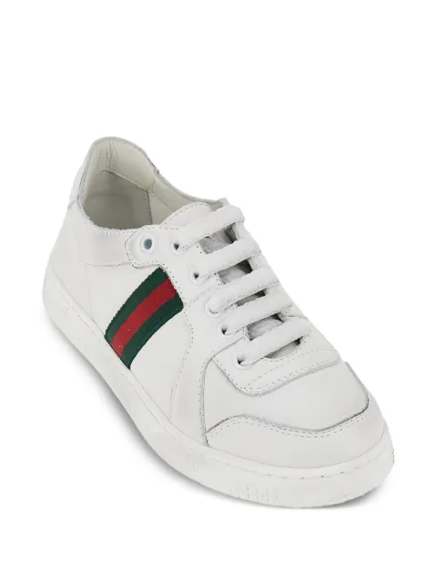 Gucci Kids Web-stripe leather sneakers