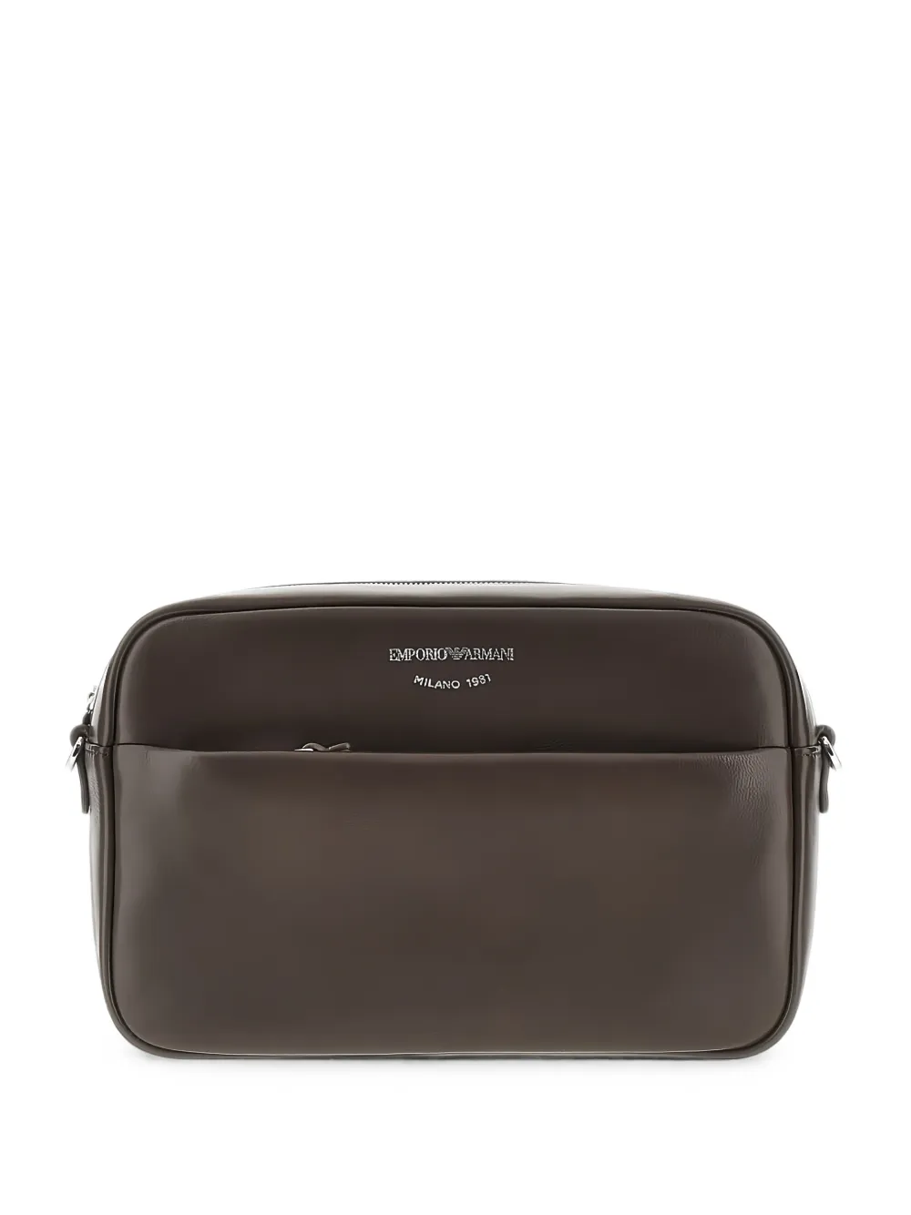 Emporio Armani logo-print leather camera bag - Marrone
