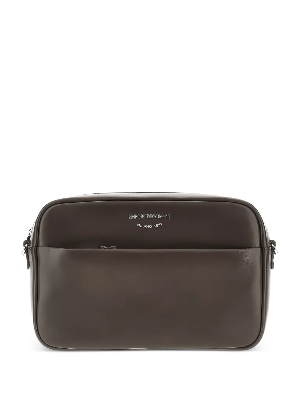 Emporio Armani logo-print leather camera bag - Marrone