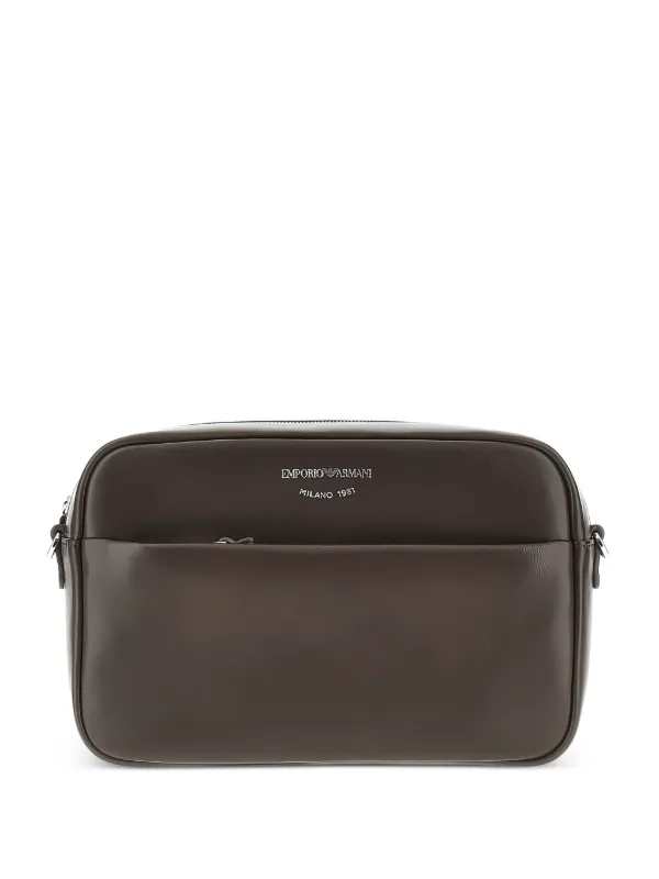 Emporio Armani Logo-print Leather Camera Bag in Brown