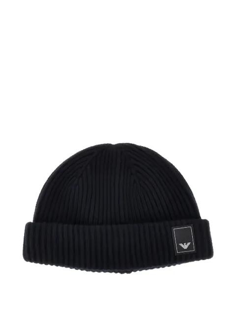Emporio Armani gorro de canalé con parche del logo