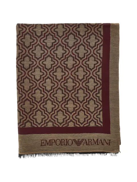 Emporio Armani geometric-pattern fringed scarf