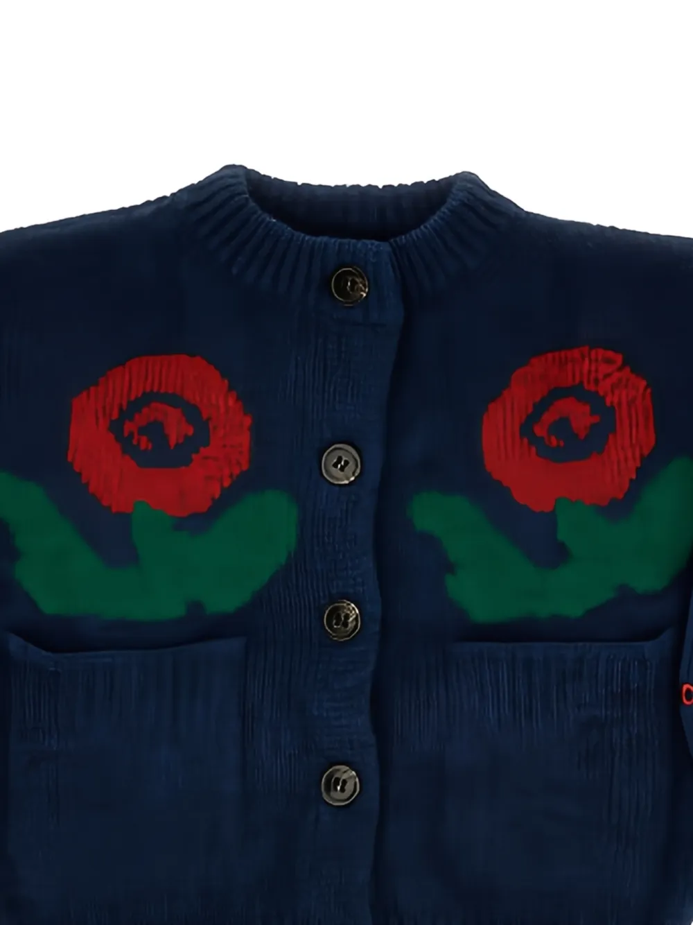 Bobo Choses Gebreid vest met roos-intarsia Blauw