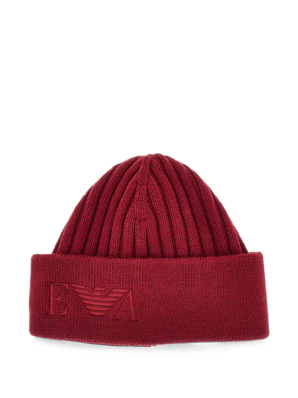 Emporio Armani logo-embroidered ribbed beanie hat