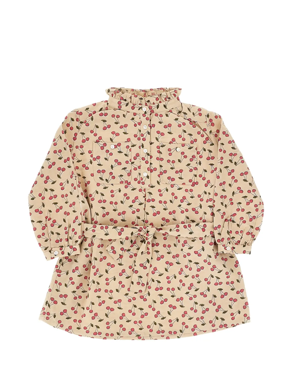 Bonpoint cherry-print ruffled dress - Toni neutri
