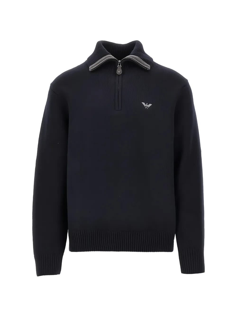 Emporio Armani Hong Kong Capsule Collection half-zip logo-embroidered sweater - Blu