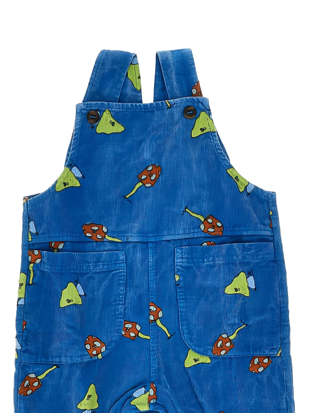 Bobo Choses Ribfluwelen tuinbroek met paddenstoelprint Blauw