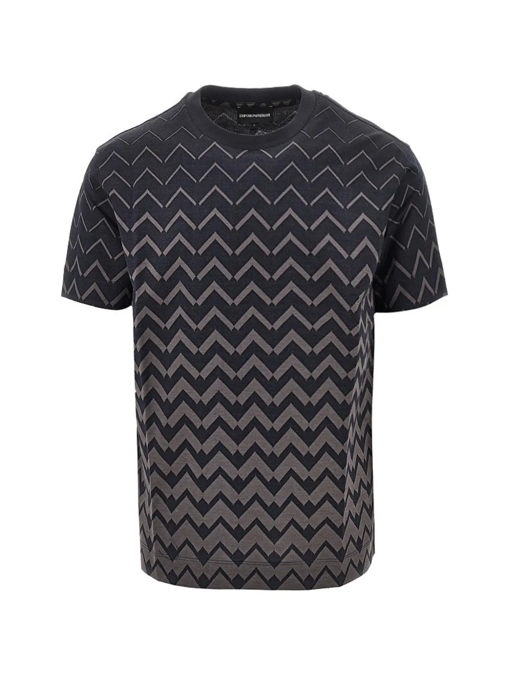 Emporio Armani Signature Capsule chevron jacquard T-shirt Blauw
