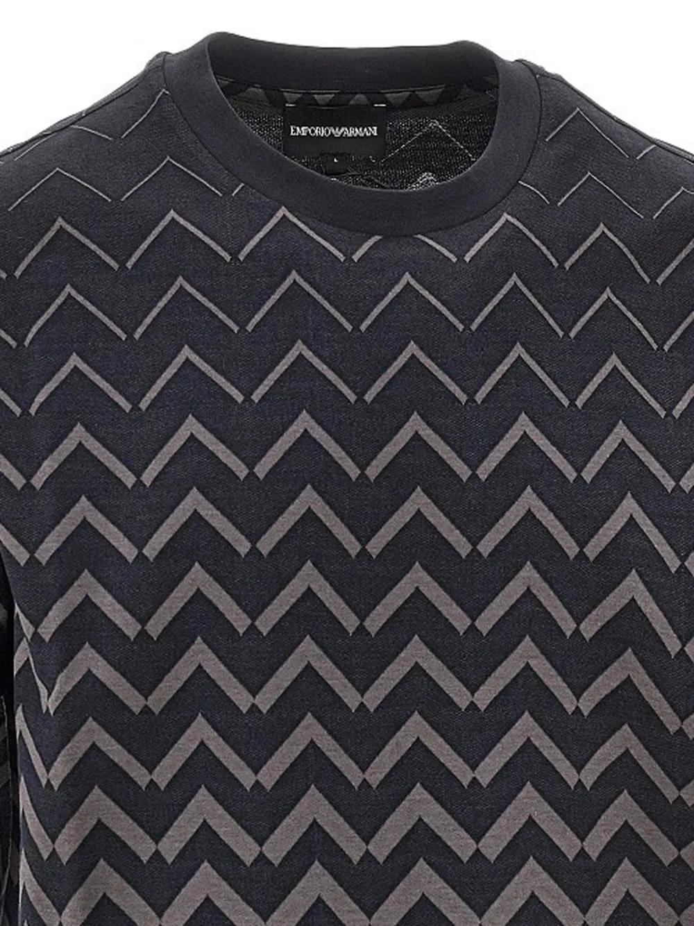 Emporio Armani Signature Capsule chevron jacquard T-shirt Blauw