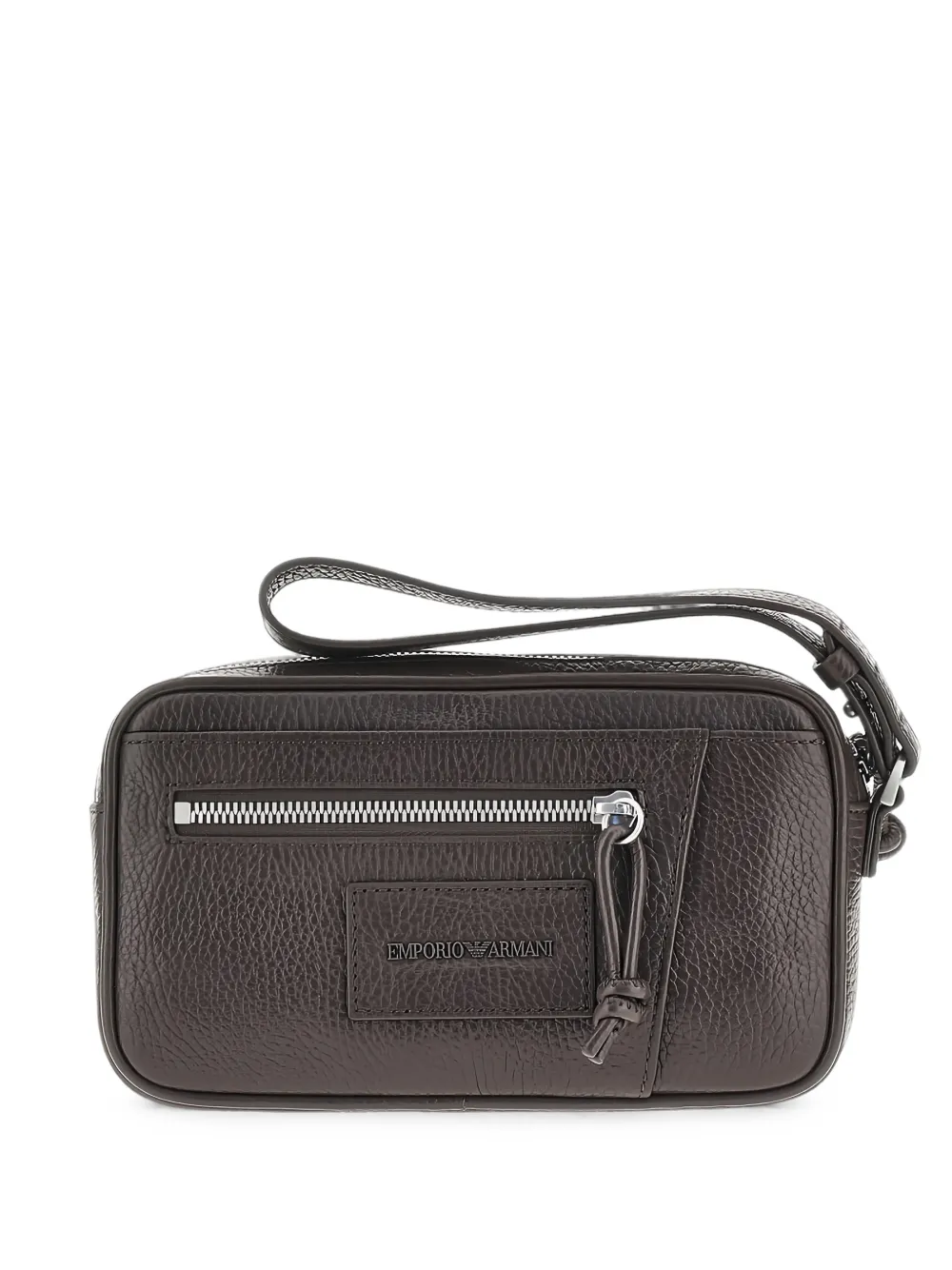 Emporio Armani grained leather clutch bag - Marrone