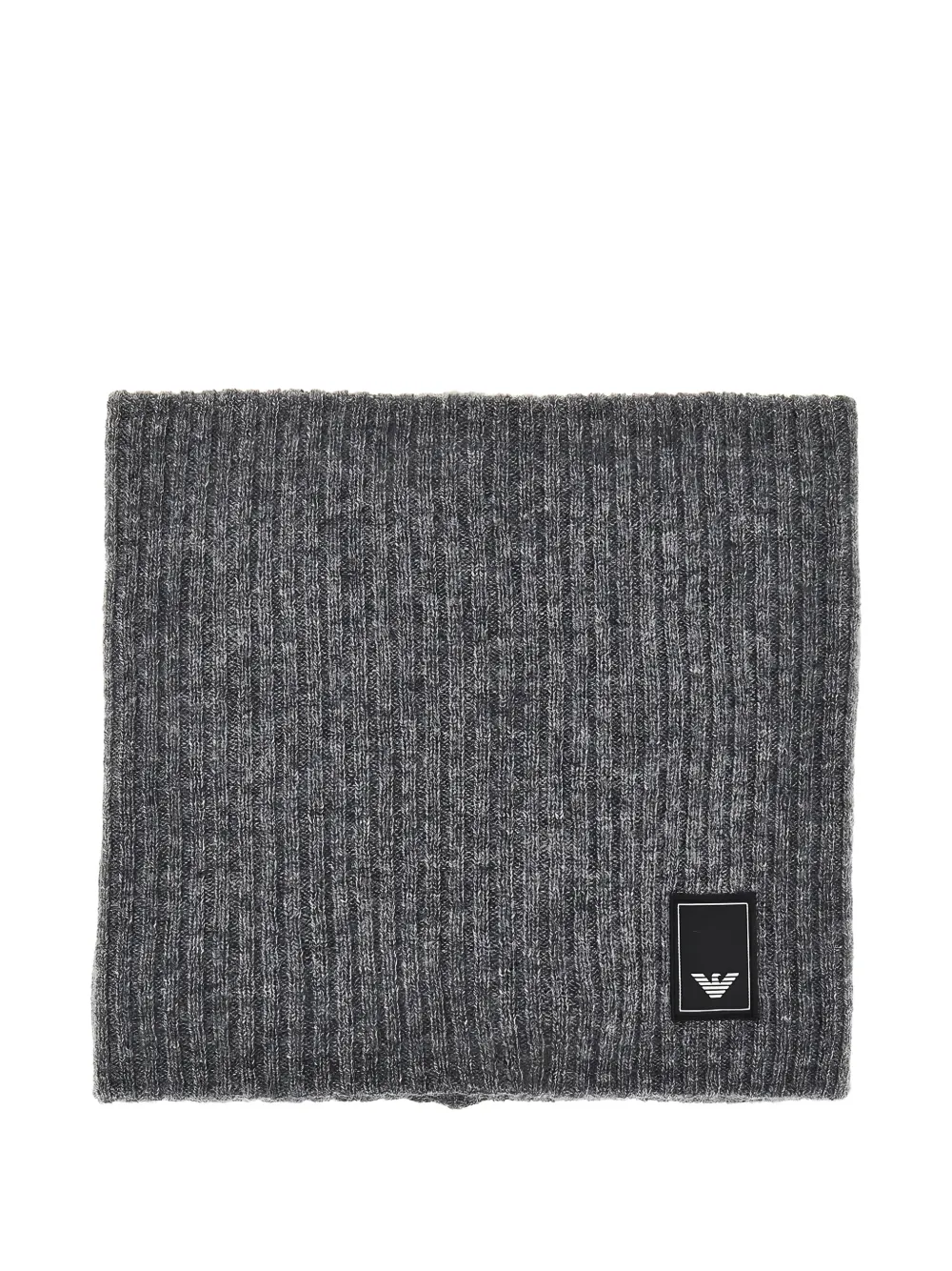 Emporio Armani Travel Essential ribbed-knit logo-patch neck warmer - Grigio