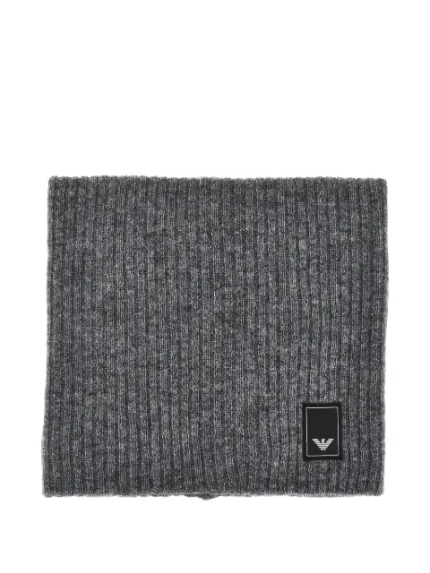 Emporio Armani Travel Essential ribbed-knit logo-patch neck warmer