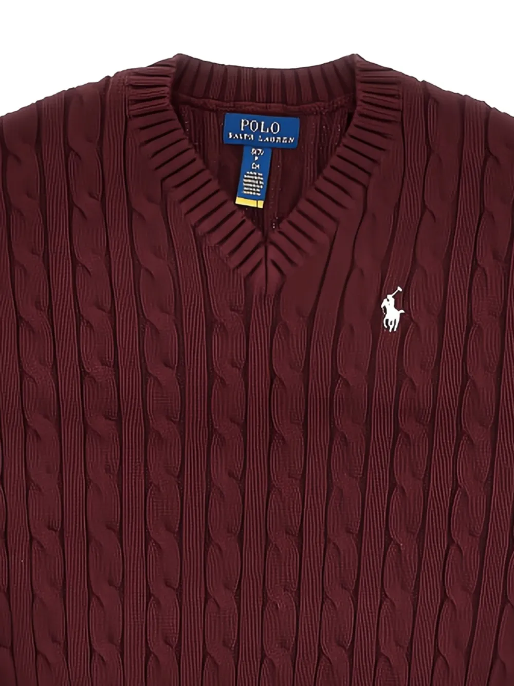 POLO RALPH LAUREN KIDS cable-knit cotton V-neck jumper Rood