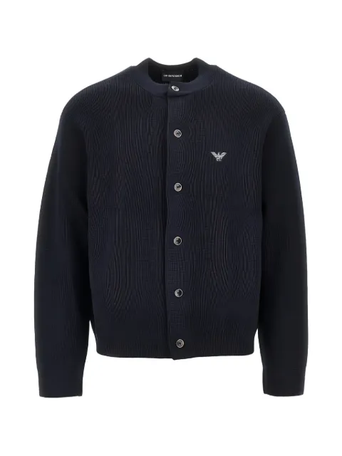 Emporio Armani logo-embroidered ribbed-knit cardigan