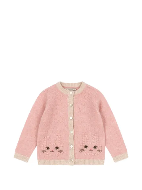 Konges Sløjd Kitty cat-embroidered knitted cardigan