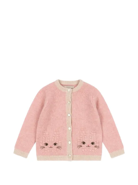 Konges Sløjd Kitty cat-embroidered knitted cardigan