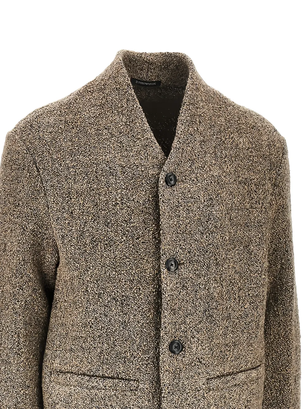 Emporio Armani Bouclé gebreid jack met enkele rij knopen Beige