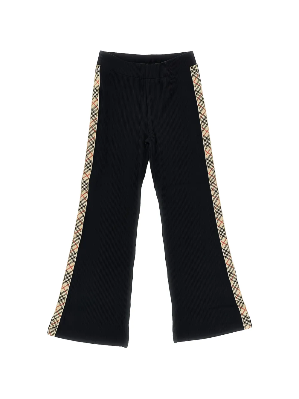 Burberry Kids Check-stripe ribbed trousers - Nero