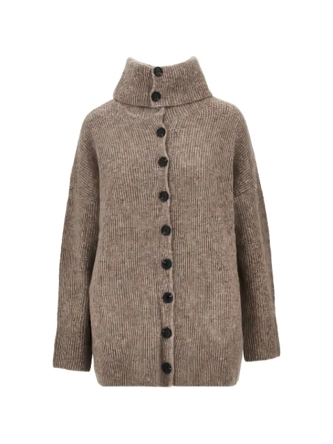Emporio Armani Boteh Capsule ribbed-knit high-neck cardigan