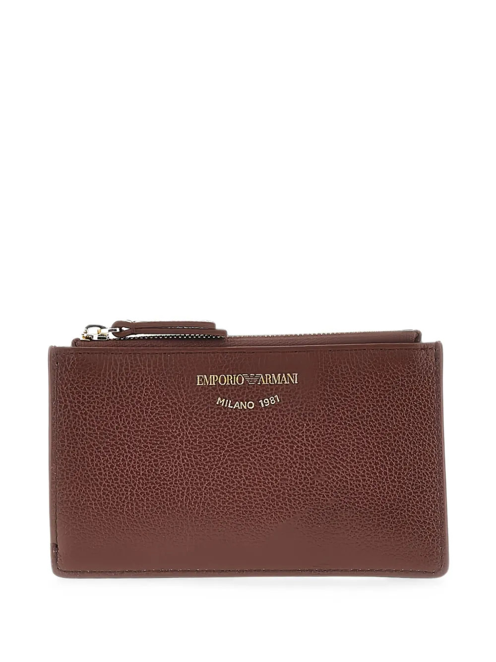 Emporio Armani Pebbled-leather Cardholder In Brown