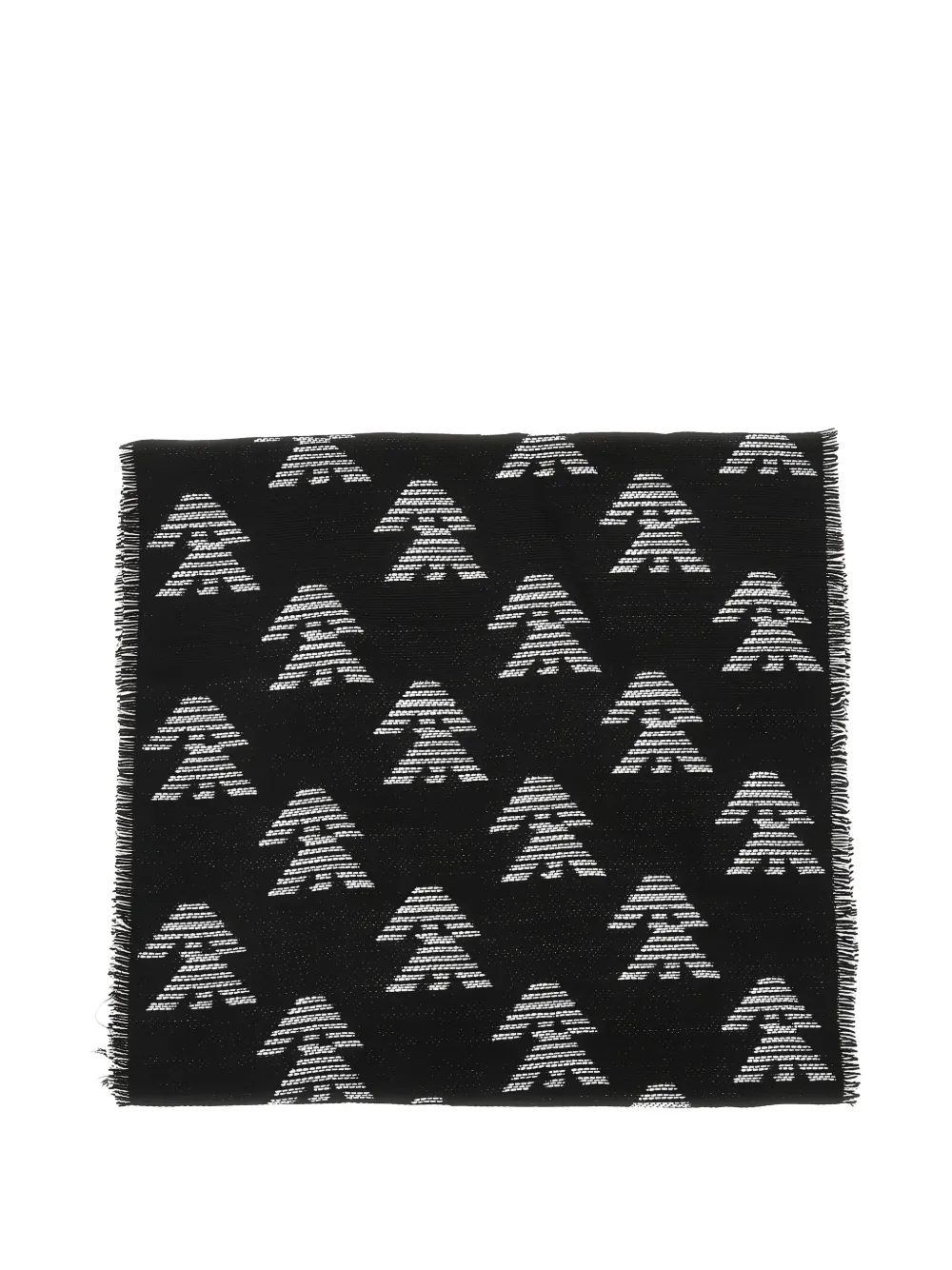 Emporio Armani Eagle logo frayed scarf - Nero