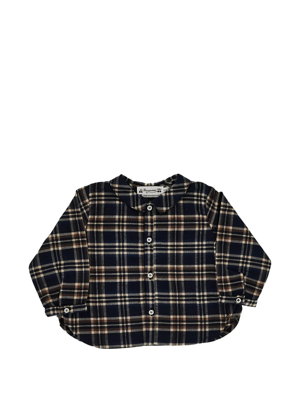 Bonpoint check-pattern peter pan collar shirt - Blu
