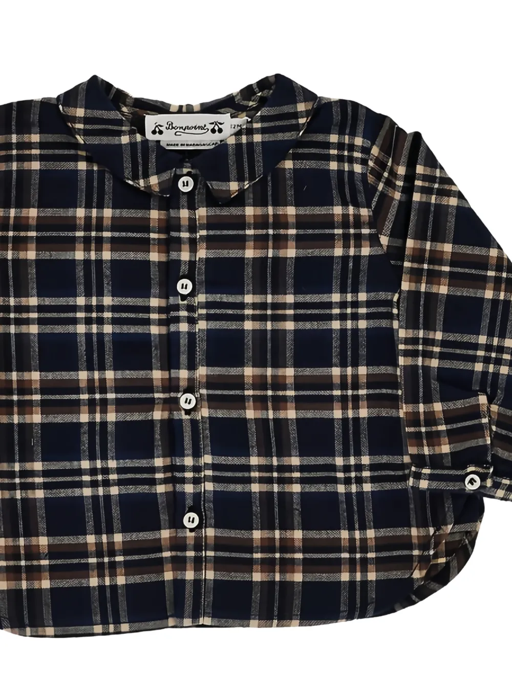 Bonpoint Geruit shirt met Peter Pan-kraag Blauw