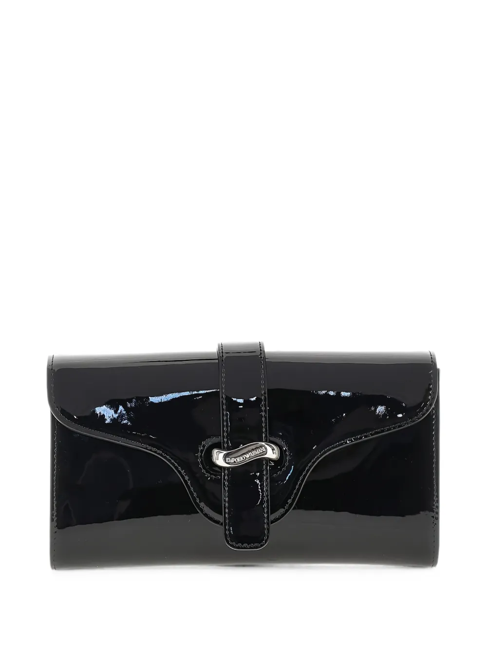 Emporio Armani patent leather chain-link clutch bag - Nero