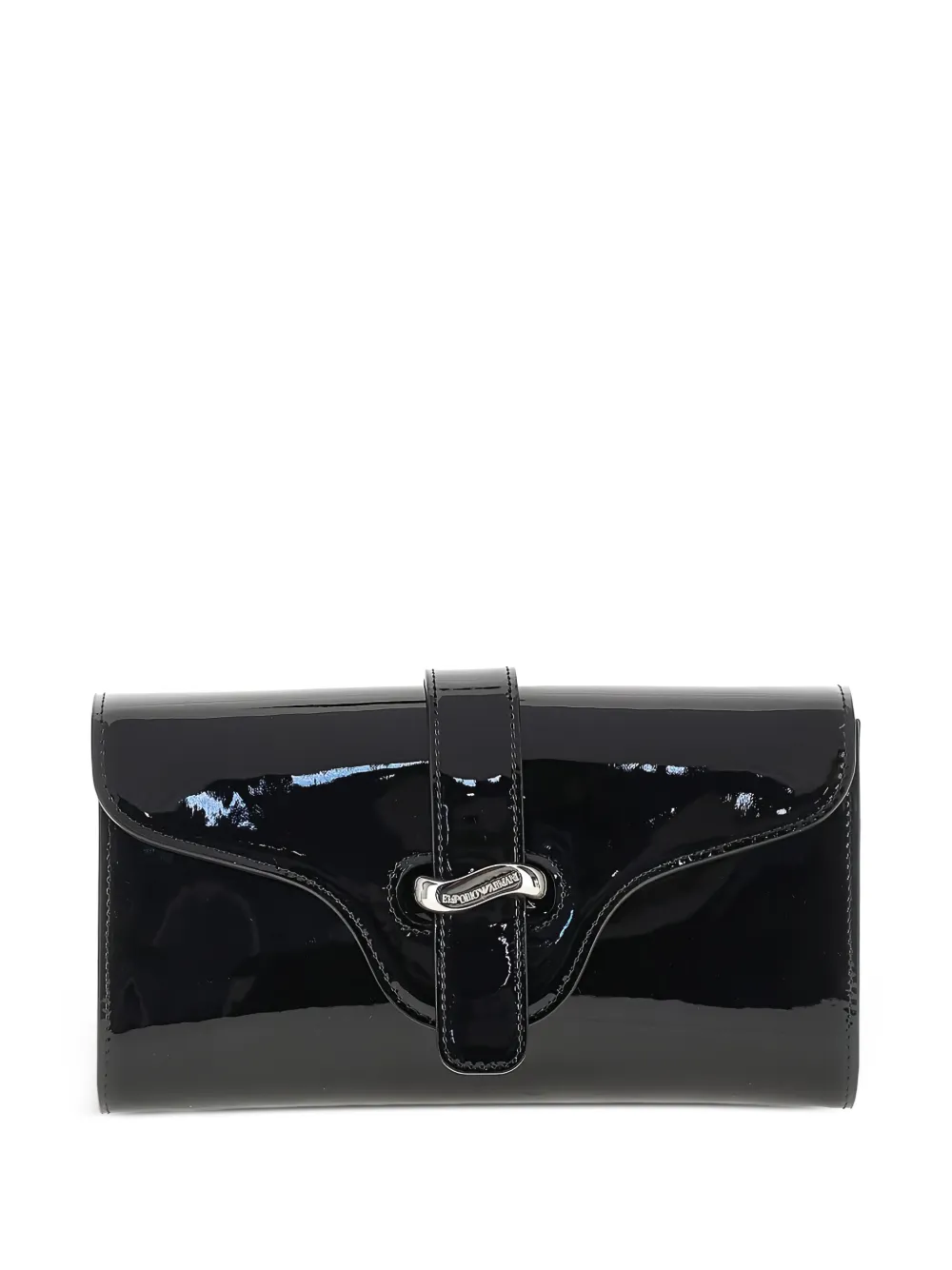 Emporio Armani patent leather chain-link clutch bag - Nero