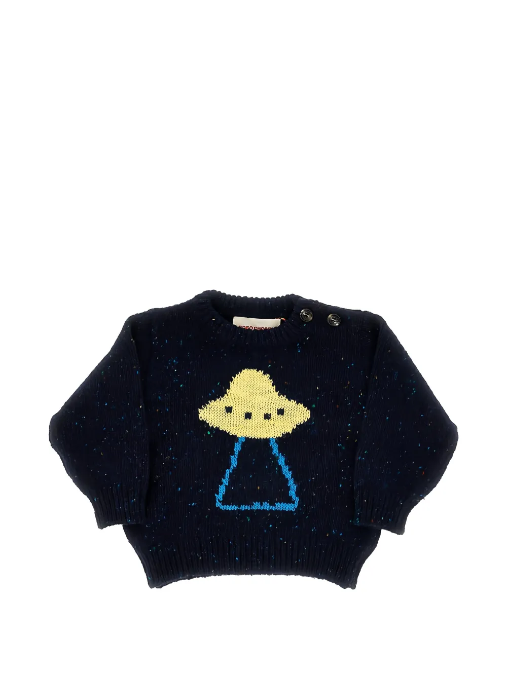 Bobo Choses Pixel intarsia gebreide trui met knopen Blauw