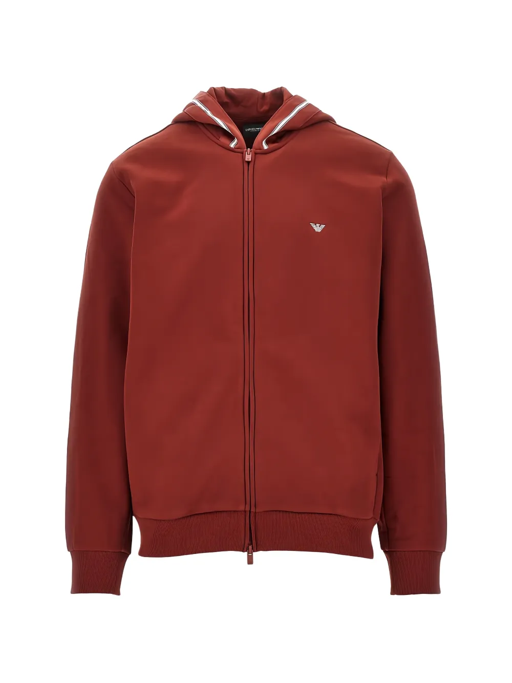Ea7 Emporio Armani zip-up logo-patch hoodie - Rosso