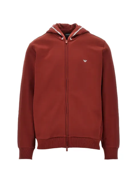 Ea7 Emporio Armani zip-up logo-patch hoodie