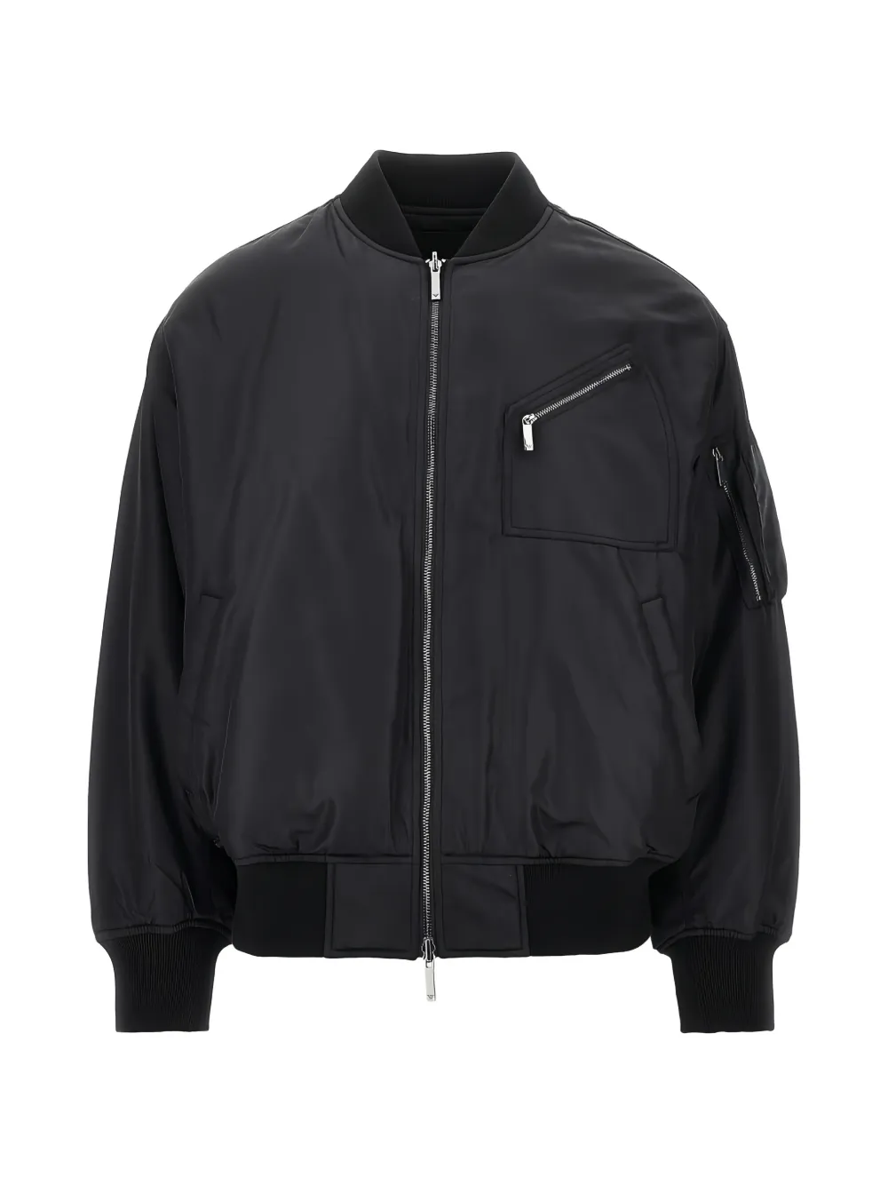 Emporio Armani logo-patch zip-up bomber jacket - Nero