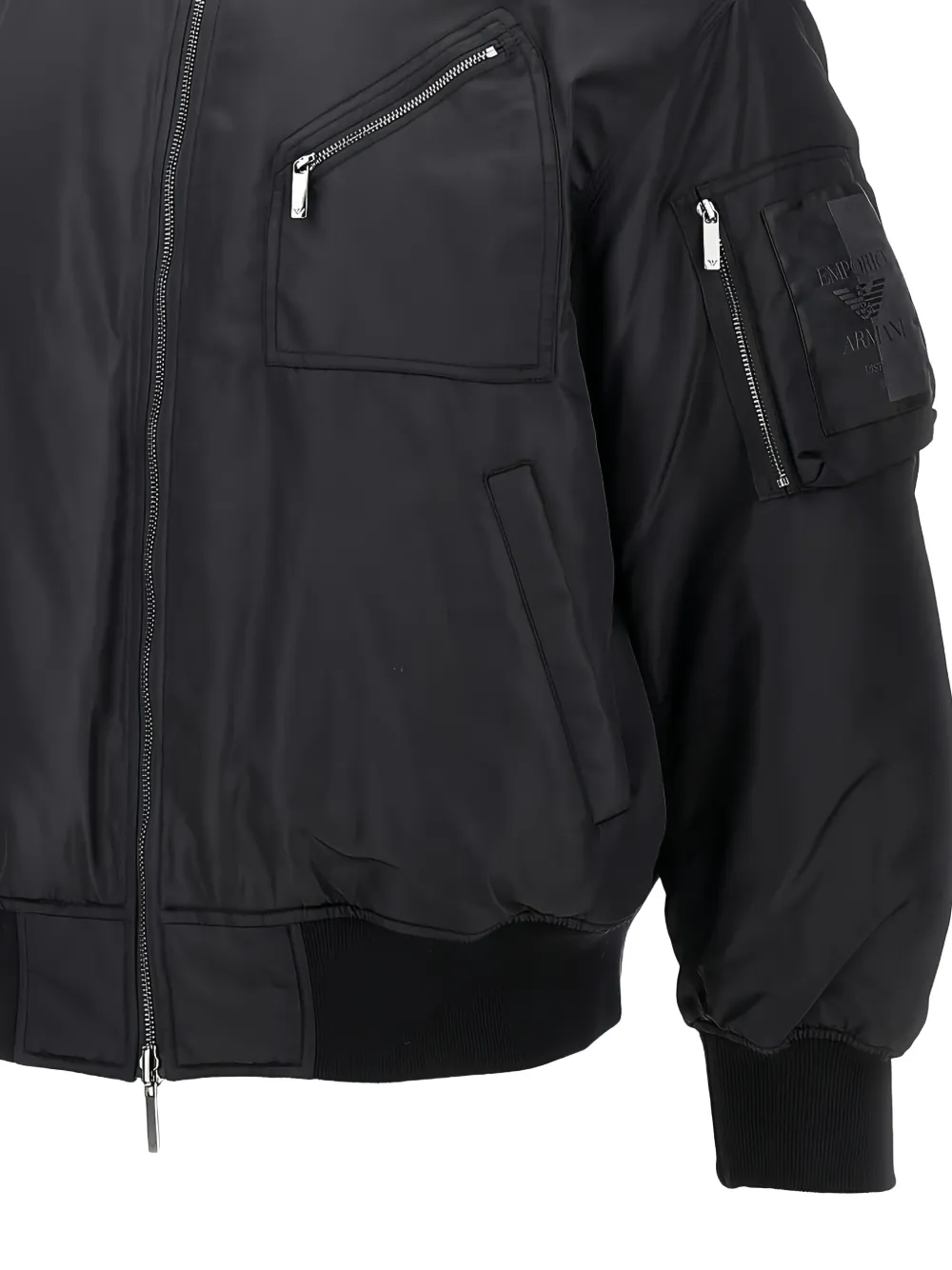 Emporio Armani Bomberjack met logopatch en rits Zwart