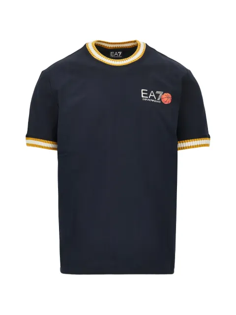 Ea7 Emporio Armani logo-print striped-trim T-shirt