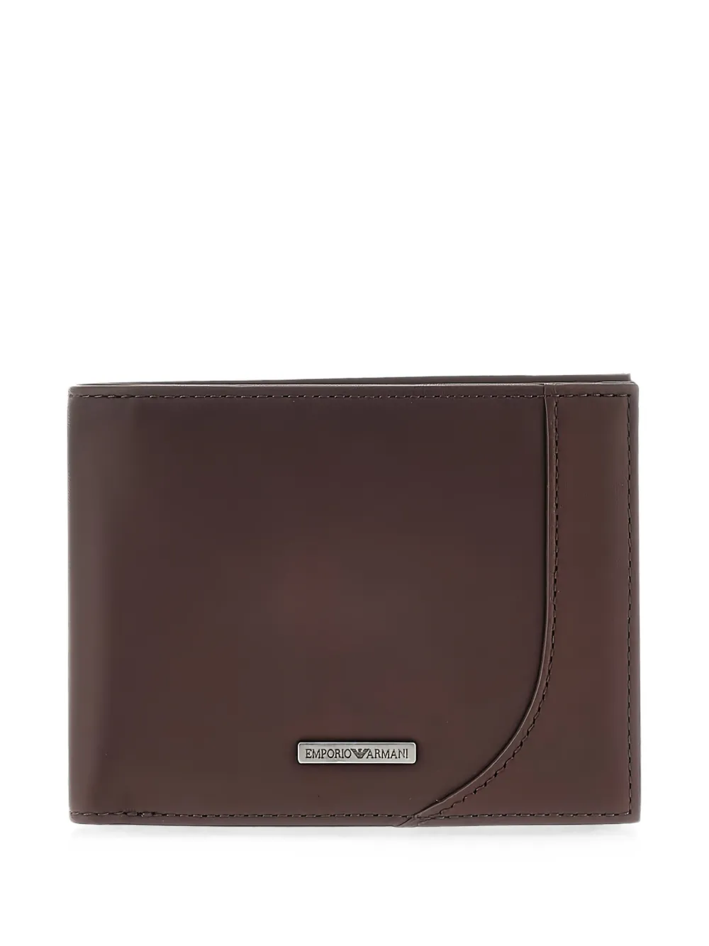 Emporio Armani logo-plaque bifold wallet - Marrone